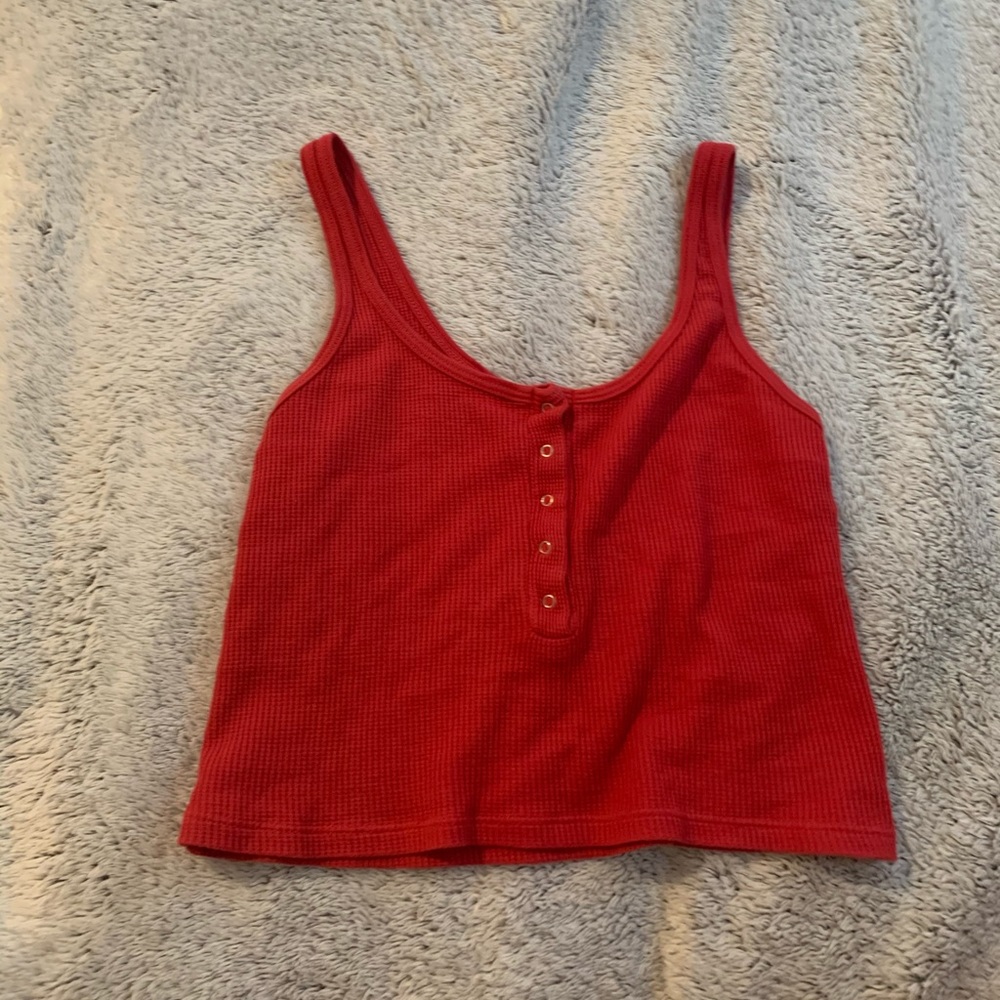 Red button up Brandy Melville tank top